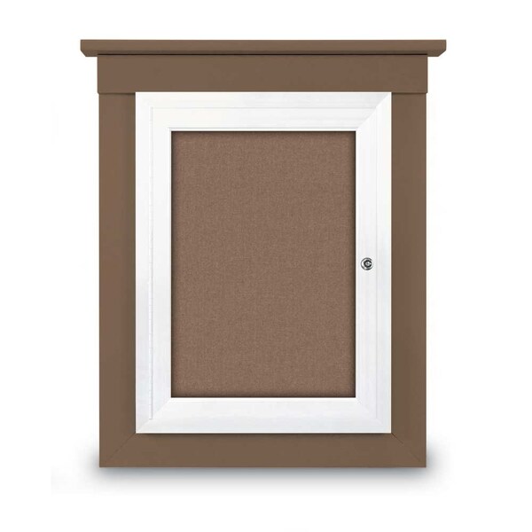 72"x48" 3-Door Enclosed Letterboard, Header, Grey Felt/Lt Oak